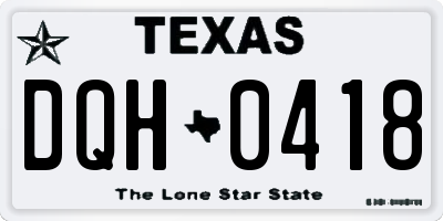 TX license plate DQH0418