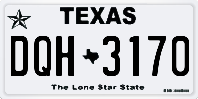 TX license plate DQH3170