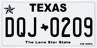 TX license plate DQJ0209