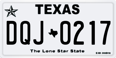 TX license plate DQJ0217