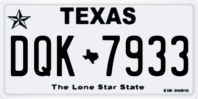 TX license plate DQK7933