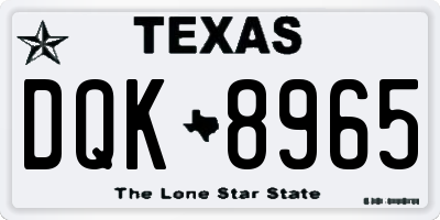 TX license plate DQK8965