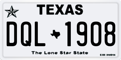 TX license plate DQL1908