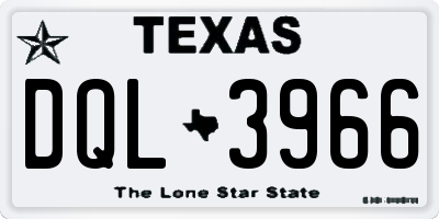 TX license plate DQL3966