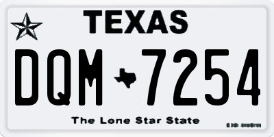 TX license plate DQM7254