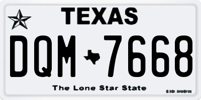 TX license plate DQM7668
