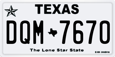 TX license plate DQM7670