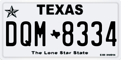 TX license plate DQM8334