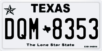 TX license plate DQM8353