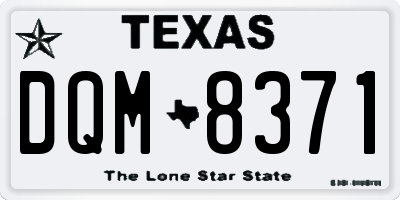TX license plate DQM8371