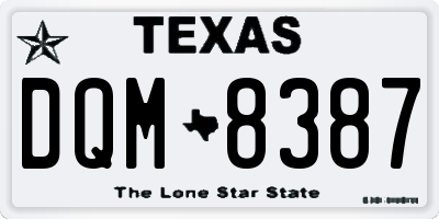 TX license plate DQM8387