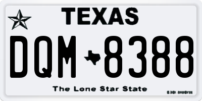 TX license plate DQM8388