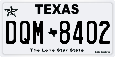 TX license plate DQM8402