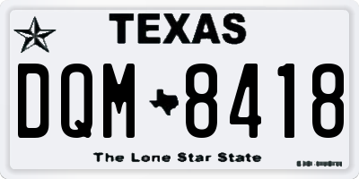 TX license plate DQM8418