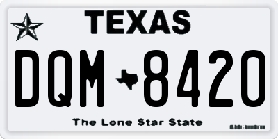 TX license plate DQM8420