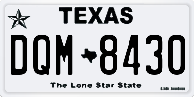 TX license plate DQM8430