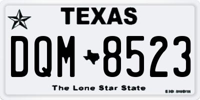 TX license plate DQM8523
