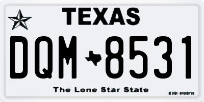 TX license plate DQM8531