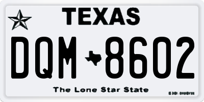 TX license plate DQM8602