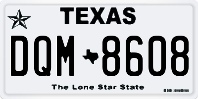 TX license plate DQM8608
