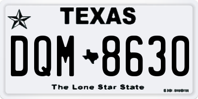 TX license plate DQM8630