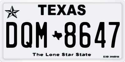 TX license plate DQM8647