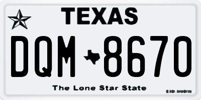 TX license plate DQM8670