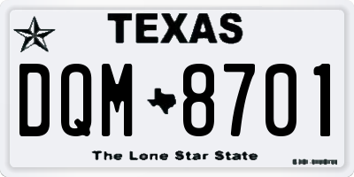 TX license plate DQM8701