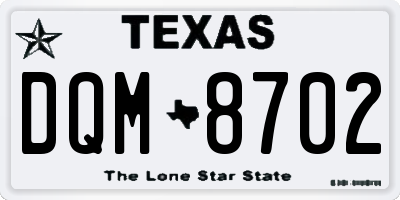 TX license plate DQM8702
