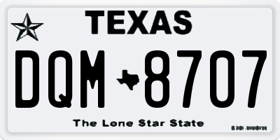 TX license plate DQM8707