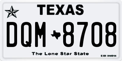 TX license plate DQM8708