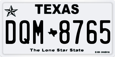 TX license plate DQM8765