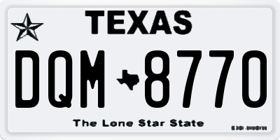 TX license plate DQM8770