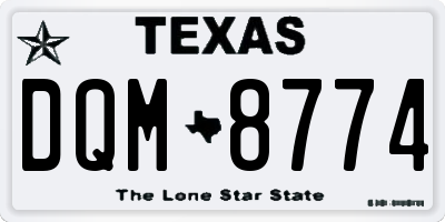 TX license plate DQM8774