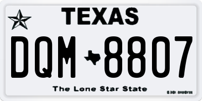 TX license plate DQM8807