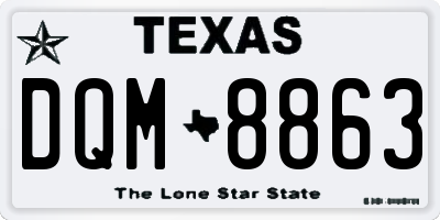 TX license plate DQM8863