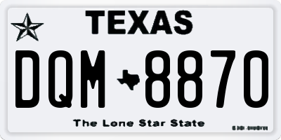 TX license plate DQM8870