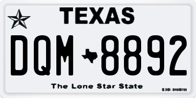 TX license plate DQM8892