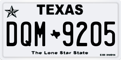TX license plate DQM9205