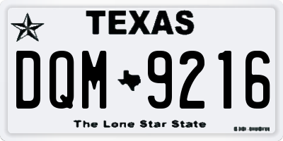TX license plate DQM9216