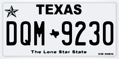 TX license plate DQM9230
