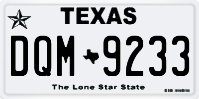 TX license plate DQM9233