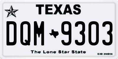 TX license plate DQM9303