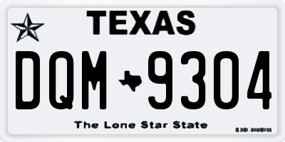 TX license plate DQM9304