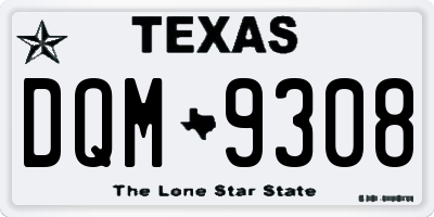 TX license plate DQM9308