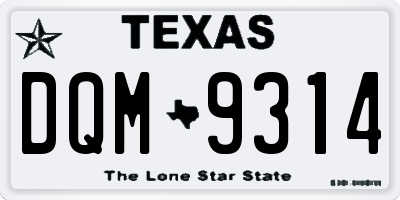 TX license plate DQM9314