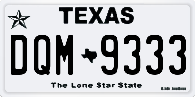 TX license plate DQM9333