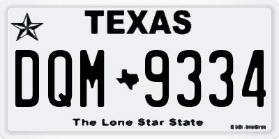 TX license plate DQM9334
