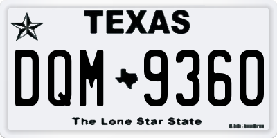 TX license plate DQM9360