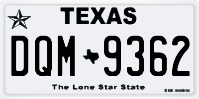 TX license plate DQM9362
